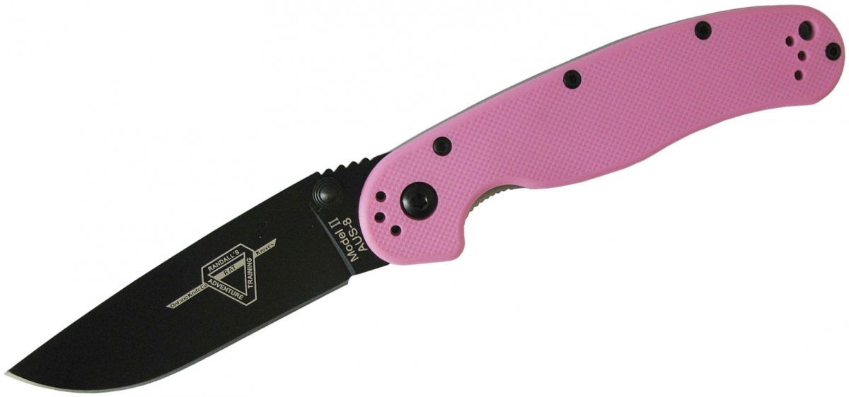 Складной нож Ontario RAT II, розовый с черным клинком