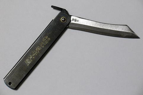 Нож складной, клинок 80мм Hight carbon 3 слоя, рукоять черная, Nagao Higonokami