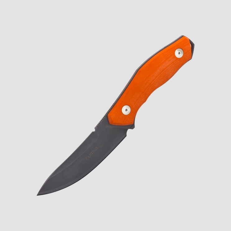 Нож с фиксированным клинком C.U.T. Fixed, Orange G-10 Scales, PVD - Coated CPM® S30V™, Dmitry Sinkevich (SiDiS) Design, Black Leather Sheath 10.6 см.