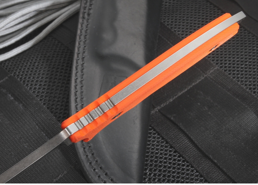 Нож с фиксированным клинком HB Fixed, Orange G-10 Handle, Stonewashed Crucible CPM® S35VN™, William (Bill) Harsey Design (Black Leather Sheath) 9.0 см.