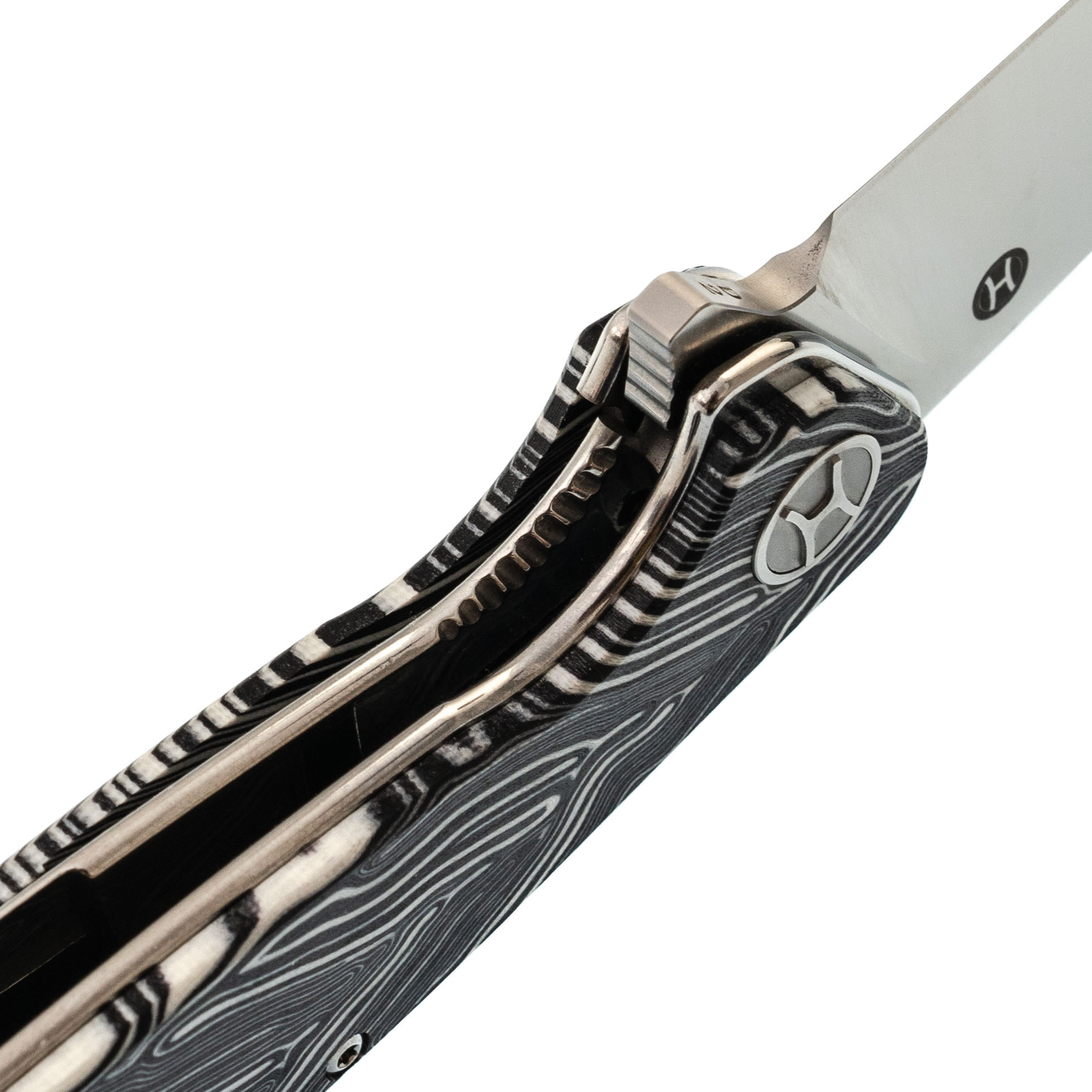 фото Складной нож honor ajax, сталь d2, рукоять damascus g10