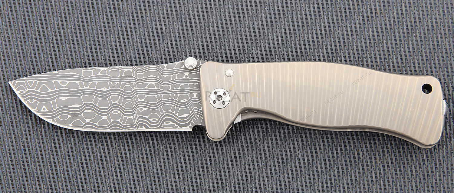Нож складной SR-1, Solid® Bronze Anodized Titanium Handle, Chad Nichols Damascus "Iguana" Pattern
