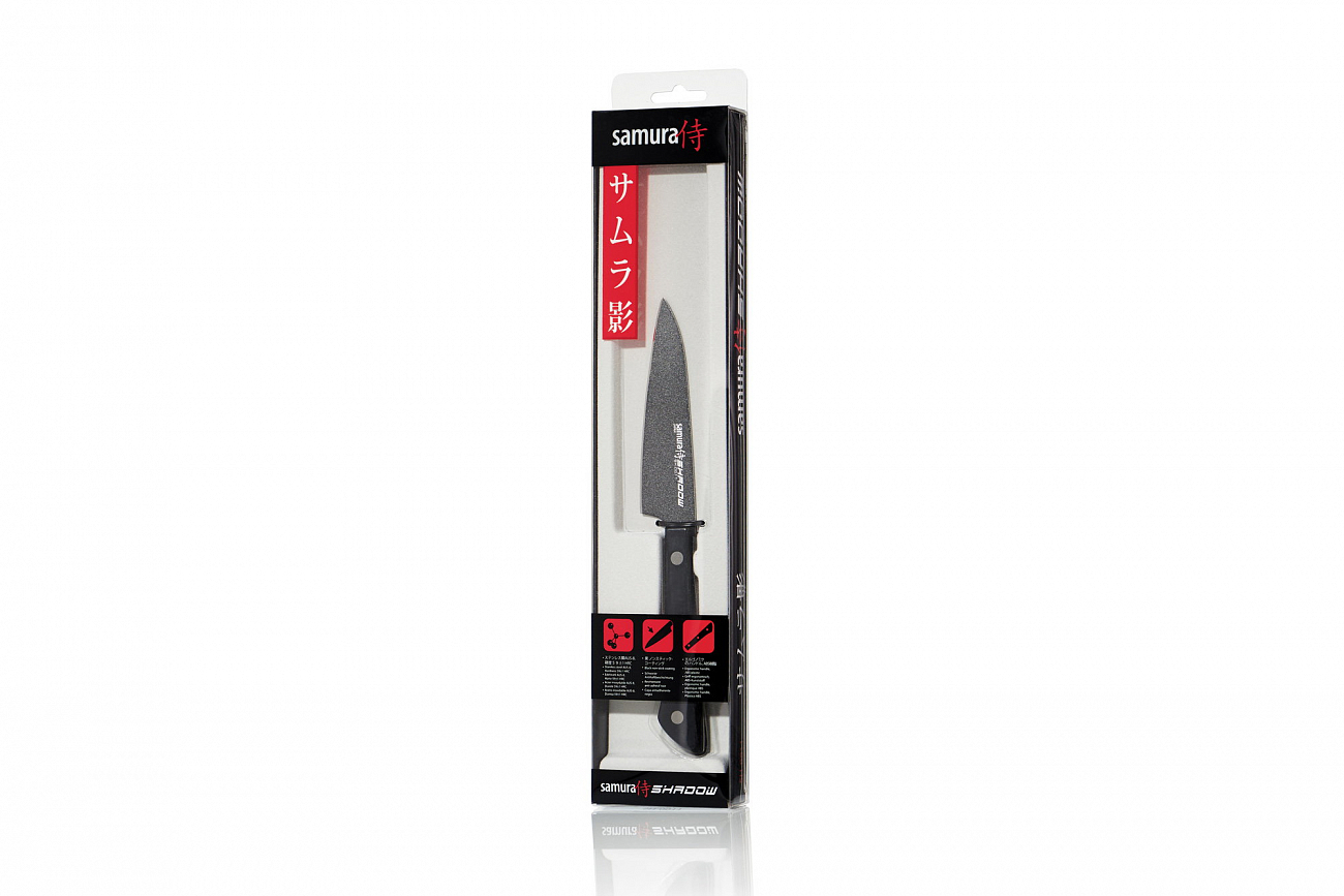 Нож кухонный Samura SHADOW овощной 99 мм, AUS-8, ABS пластик