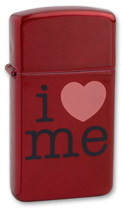Зажигалка Zippo I Love Me, латунь с покрытием Candy Apple Red™, красный, глянцевая, 30х10x55 мм Зажигалка Zippo I Love Me, латунь с покрытием Candy Apple Red™, красный, глянцевая, 30х10x55 ммЗажигалки Zippo<br>Зажигалка узкая I Love Me<br>