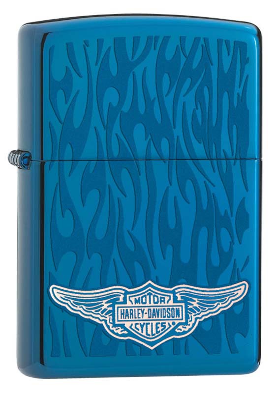 Зажигалка ZIPPO Harley-Davidson®, латунь/сталь с покрытием Sapphire™, синяя, глянцевая, 36x12x56 мм Зажигалка ZIPPO Harley-Davidson®, латунь/сталь с покрытием Sapphire™, синяя, глянцевая, 36x12x56 ммЗажигалки Zippo<br>Зажигалка ZIPPO Harley-Davidson®, латунь с покрытием Sapphire™, синяя с логотипом H-D, глянцевая, 36x12x56 мм<br>