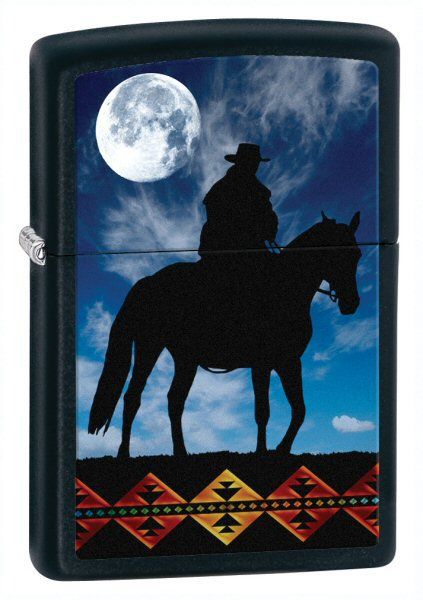 Зажигалка ZIPPO Cowboy Moon Black Matte, латунь с порошковым покрыт., черный, матовая, 36х56х12 мм Зажигалка ZIPPO Cowboy Moon Black Matte, латунь с порошковым покрыт., черный, матовая, 36х56х12 ммЗажигалки Zippo<br>Зажигалка ZIPPO Cowboy Moon Black Matte, латунь с порошковым покрытием, черный, матовая, 36х56х12 мм<br>