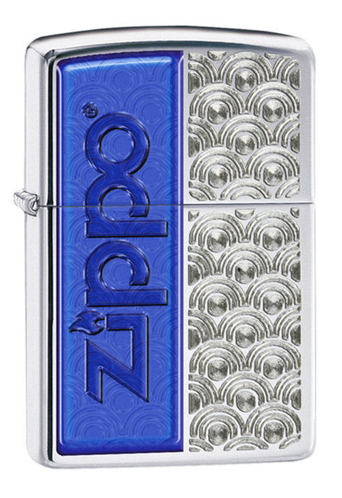 Зажигалка ZIPPO Classic, латунь с покрытием High Polish Chrome, серебристый/синий, 36х12x56 мм Зажигалка ZIPPO Classic, латунь с покрытием High Polish Chrome, серебристый/синий, 36х12x56 ммЗажигалки Zippo<br>Зажигалка ZIPPO Classic, латунь с покрытием High Polish Chrome, серебряный/синий с символикой Zippo, глянцевая, 36х12x56 мм<br>