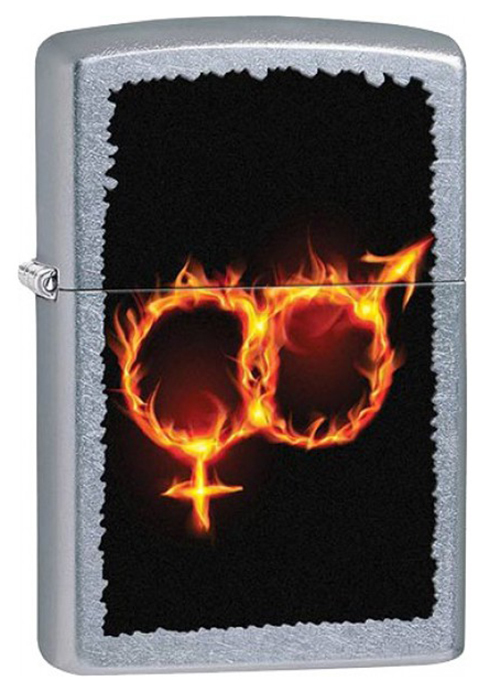 Зажигалка ZIPPO Man Woman Fire, латунь с покрытием Street Chrome™, серебристый, матовая, 36х12x56 мм Зажигалка ZIPPO Man Woman Fire, латунь с покрытием Street Chrome™, серебристый, матовая, 36х12x56 ммЗажигалки Zippo<br>Зажигалка ZIPPO Man Woman Fire, латунь с покрытием Street Chrome™, серебряный, матовая, 36х12x56 мм<br>