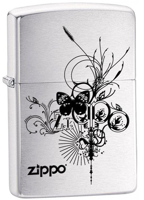 Зажигалка ZIPPO Butterfly, латунь с покрытием Brushed Chrome, серебристый, матовая, 36х12x56 мм Зажигалка ZIPPO Butterfly, латунь с покрытием Brushed Chrome, серебристый, матовая, 36х12x56 ммЗажигалки Zippo<br>Зажигалка ZIPPO Butterfly, латунь с никеле-хромовым покрытием, серебряный, матовая, 36х12x56 мм<br>