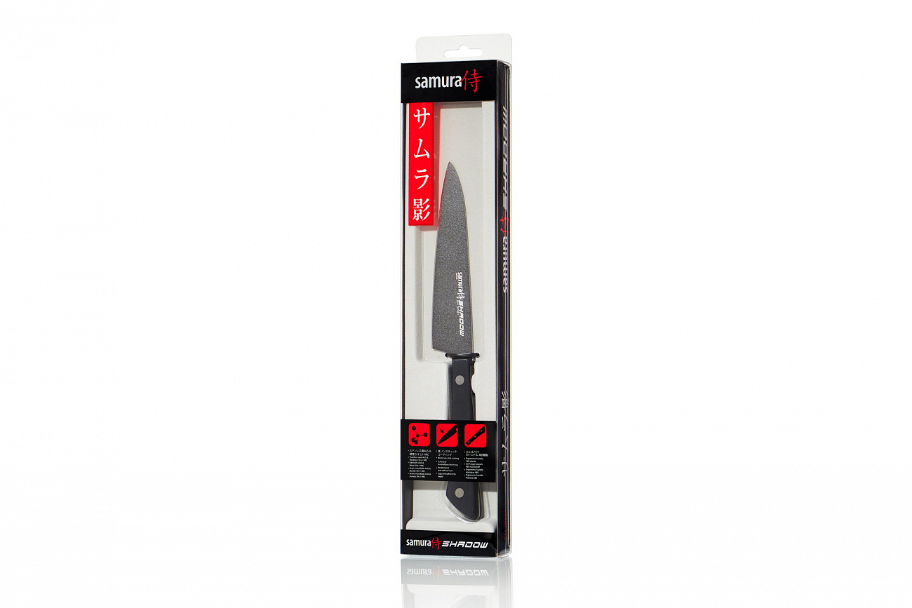 Нож кухонный Samura SHADOW универсальный 120мм, AUS-8,ABS пластик