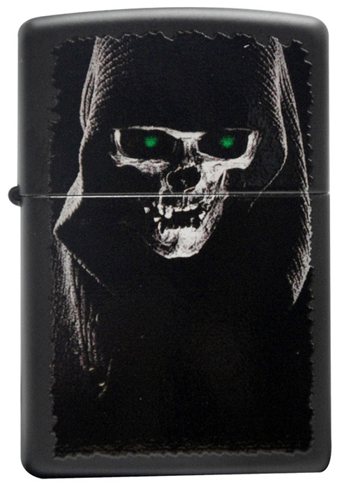 Зажигалка ZIPPO Skull, латунь с покрытием Black Matte, черный, матовая, 36х12x56 мм Зажигалка ZIPPO Skull, латунь с покрытием Black Matte, черный, матовая, 36х12x56 ммЗажигалки Zippo<br>Зажигалка ZIPPO Skull, латунь с покрытием Black Matte, черный с изображением костлявой старухи, матовая, 36х12x56 мм<br>