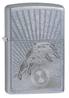 Зажигалка ZIPPO Dolphins, латунь с покрытием Brushed Chrome, серебристый, матовая, 36х12x56 мм Зажигалка ZIPPO Dolphins, латунь с покрытием Brushed Chrome, серебристый, матовая, 36х12x56 ммЗажигалки Zippo<br>Зажигалка ZIPPO Dolphins, латунь с никеле-хромовым покрытием, серебряный, матовая, 36х12x56 мм<br>