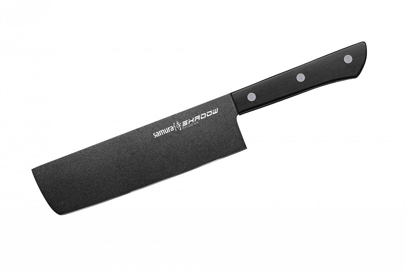 фото Нож кухонный samura shadow накири 170 мм, aus-8, abs пластик