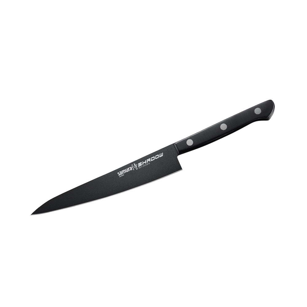 Нож кухонный Samura SHADOW универсальный с покрытием BLACK FUSO 150 мм