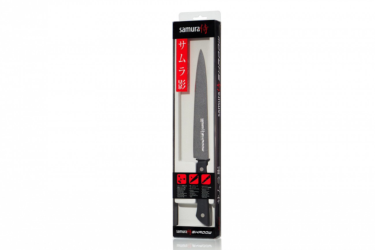 Нож кухонный Samura SHADOW для нарезки 196мм, AUS-8, ABS пластик