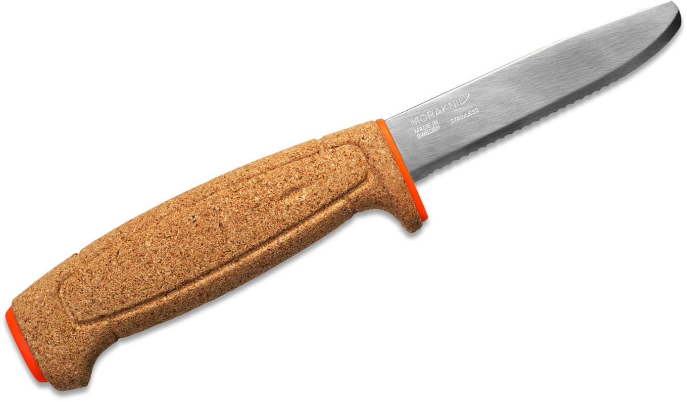фото Нож с фиксированным лезвием morakniv floating serrated knife, сталь sandvik 12c27, рукоять пробковая