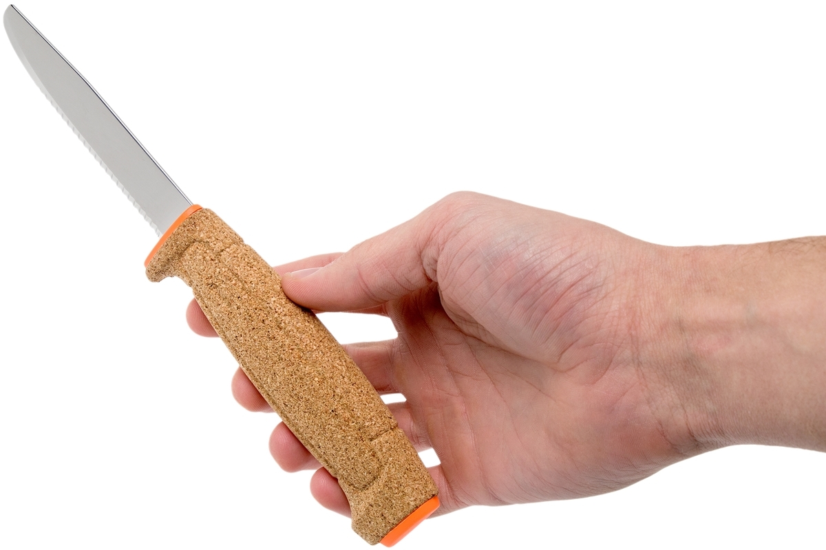 фото Нож с фиксированным лезвием morakniv floating serrated knife, сталь sandvik 12c27, рукоять пробковая