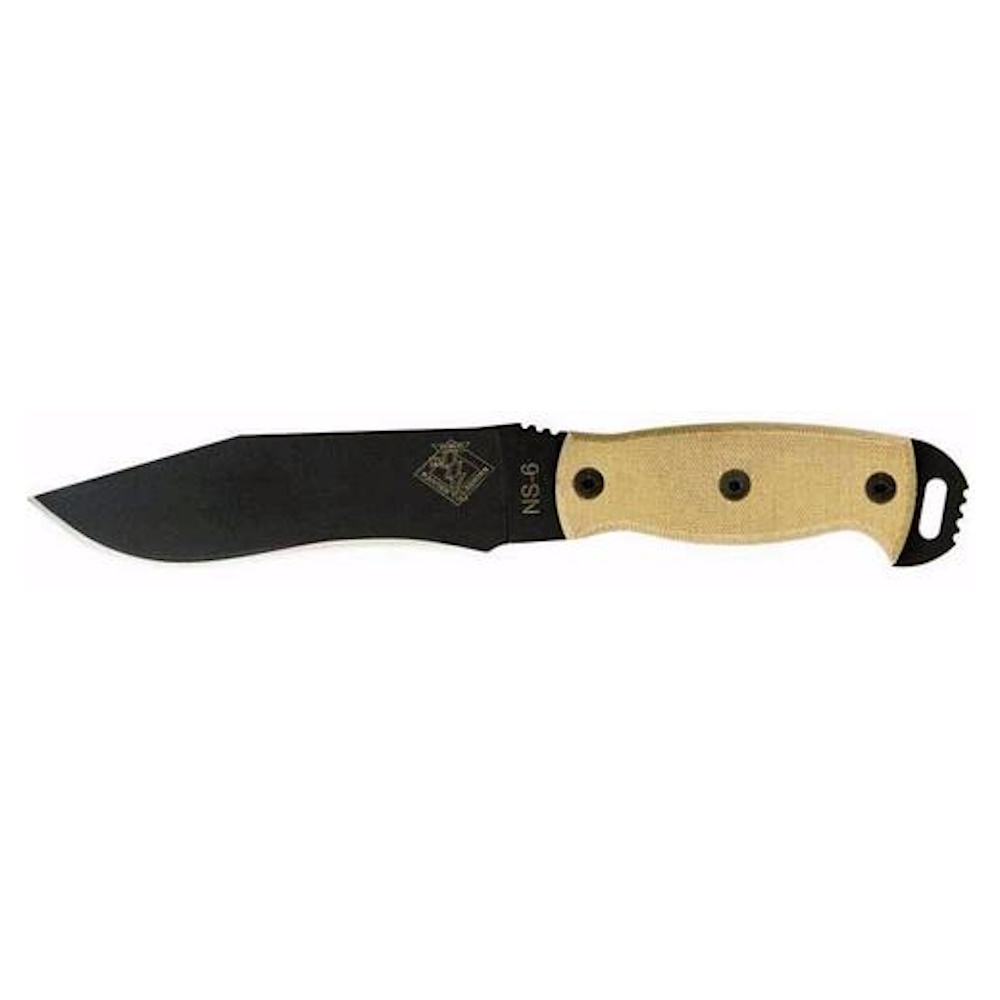 

Нож с фиксированным клинком Ontario NS-6, сталь 5160, рукоять микарта, tan/black