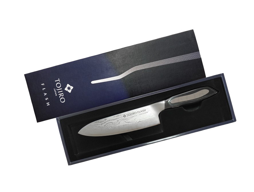 фото Нож поварской tojiro flash, ff-ch180, сталь vg-10, чёрный, в картонной коробке