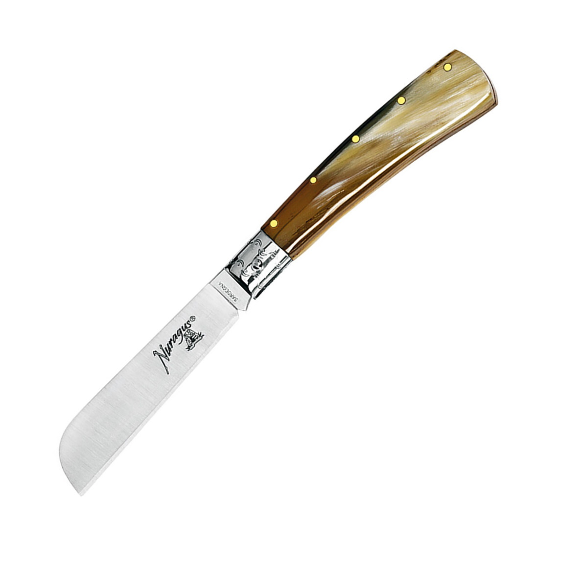фото Складной нож nuragus, клинок морской 8 см, сталь 420с, рукоять рог fox