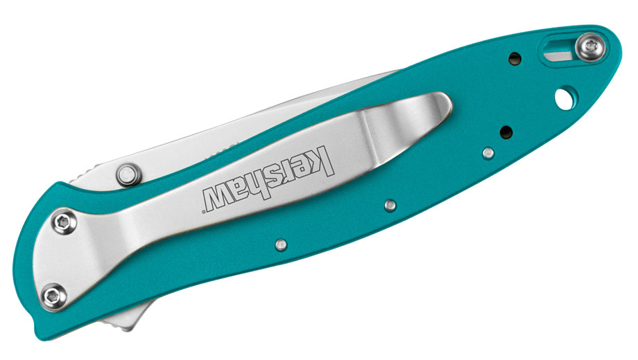 фото Полуавтоматический складной нож kershaw leek, сталь sandvik™ 14c28n, рукоять анодированный алюминий, бирюзовый