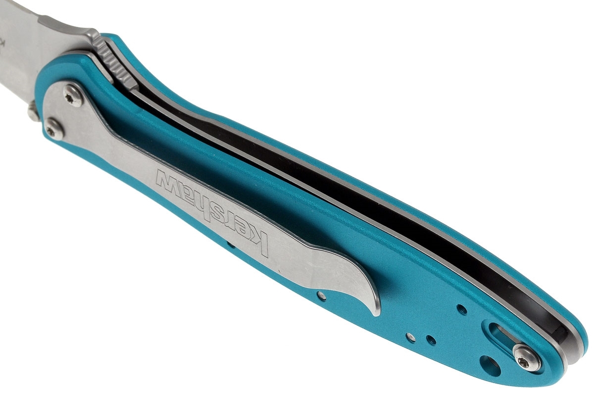 фото Полуавтоматический складной нож kershaw leek, сталь sandvik™ 14c28n, рукоять анодированный алюминий, бирюзовый