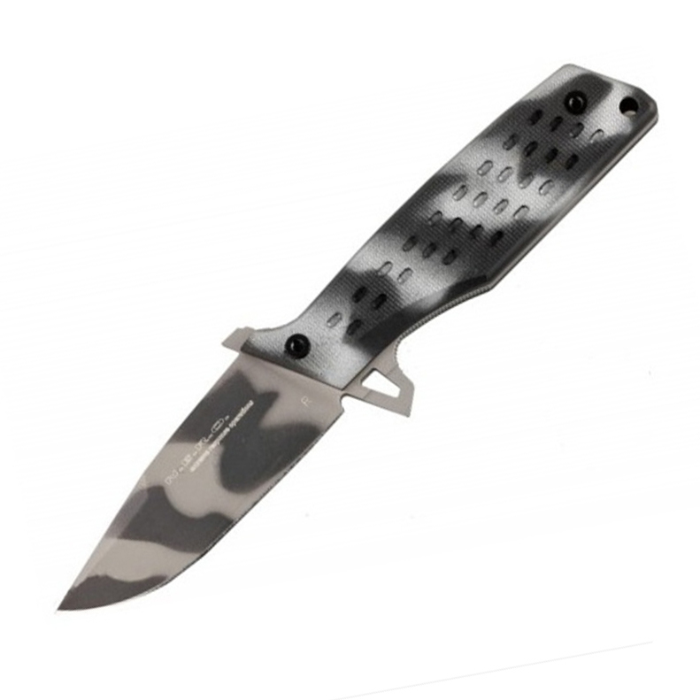 фото Нож с фиксированным клинком fox n.e.r.o urban winter, сталь n690, рукоять стеклотекстолит g-10, камуфляж