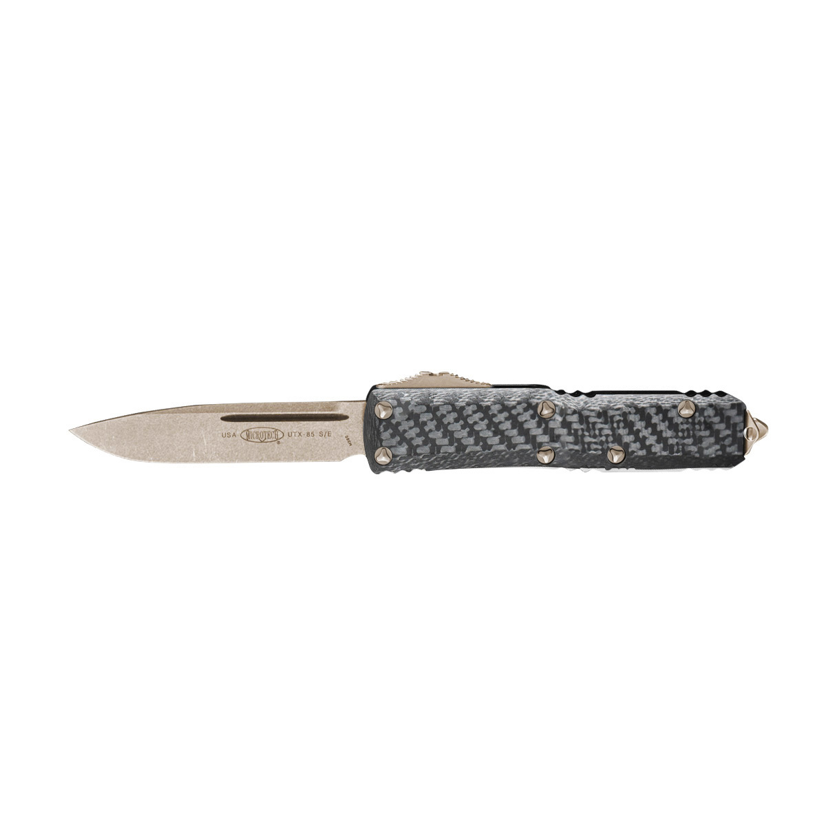 фото Автоматический нож microtech utx-85 s/e, сталь m390, рукоять алюминий/карбон