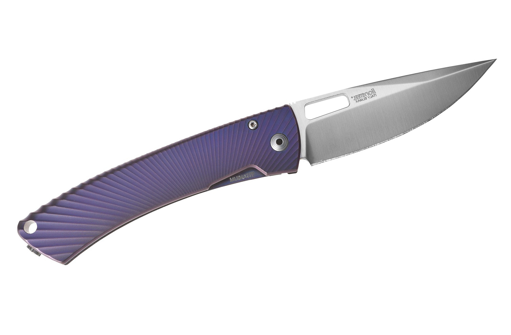 Нож складной TiSpine, Purple Matte Anodized Solid® Titanium Handle, Satin Finish Sleipner Stainless Steel