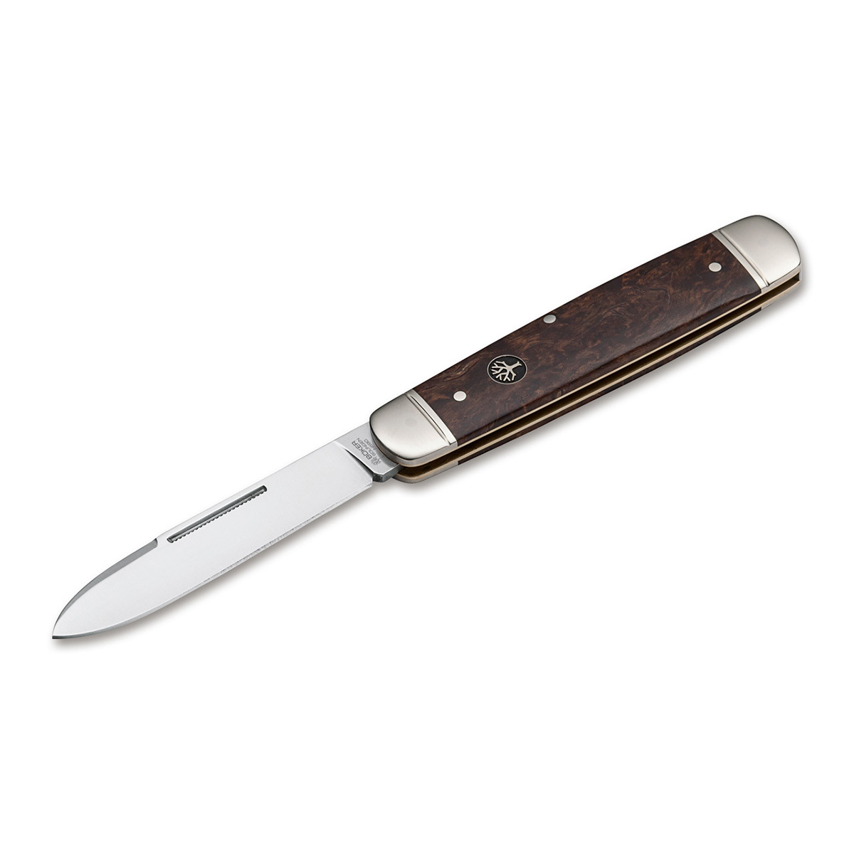 фото Складной нож cattle knife curly birch boker, сталь n690, рукоять металл/дерево