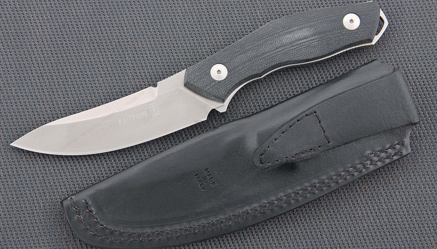 Нож с фиксированным клинком C.U.T. Fixed, Black/Gray G-10 Scales, Stonewashed CPM® S30V™, Dmitry Sinkevich (SiDiS) Design, Black Leather Sheath 10.6 см.