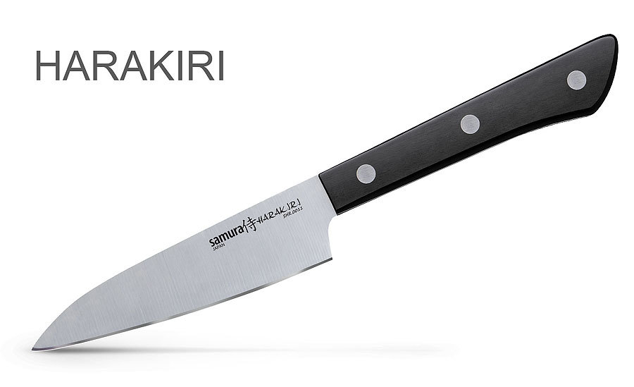 фото Нож кухонный овощной samura "harakiri" (shr-0011b) 99 мм, сталь aus-8, рукоять abs пластик, чёрный
