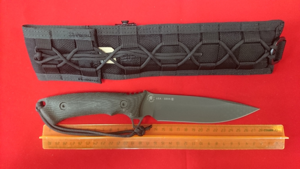 Нож с фиксированным клинком William Harsey Difensa (Black SpartaCoat/Black Micarta/Black Sheath) 15.9 см.