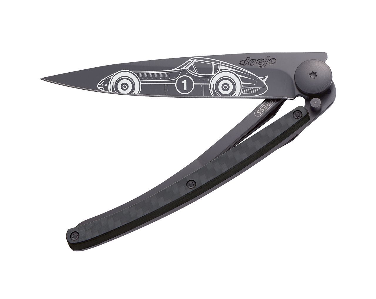фото Складной нож deejo bolide black 37g, carbon fiber