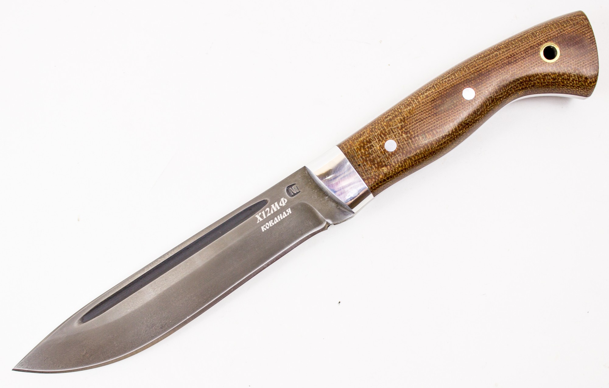 Нож МТ-7, цельнметаллический Х12МФ, текстолит, Ворсма от Ножиков