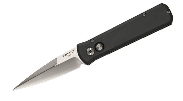 Автоматический складной нож Godson™ Solid Black Handle, Satin Blade