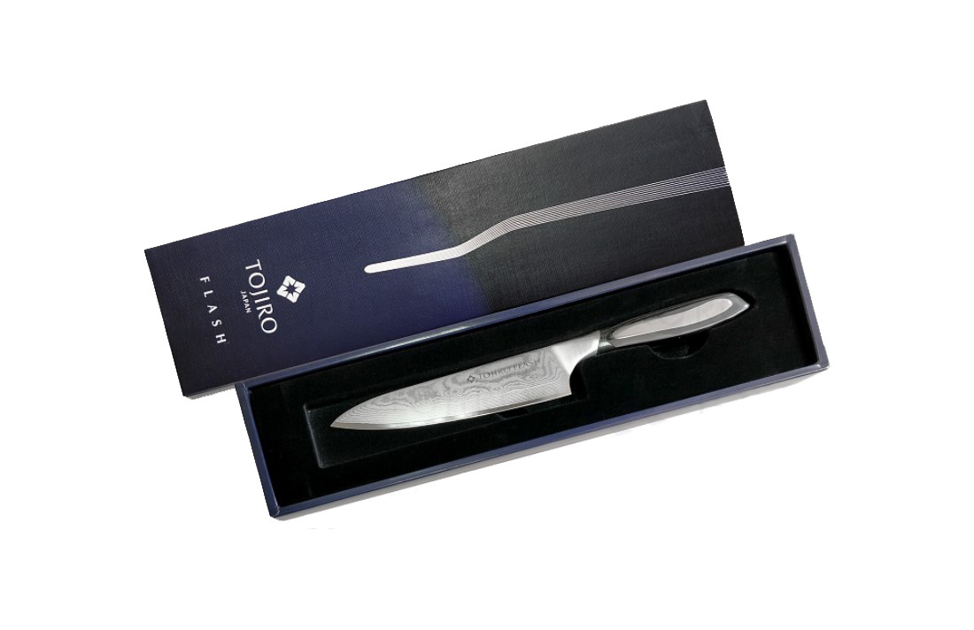 фото Нож поварской tojiro flash, ff-ch160, сталь vg-10, чёрный, в картонной коробке