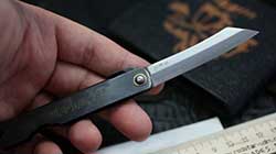 Нож складной Higonokami, сталь Aogami, рукоять stainless steel, черный