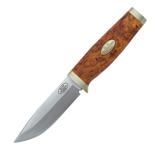 Нож с фиксированным клинком в подарочной коробке SK1 Juni Curly Birch Scandi Knife 3G - Steel, Satin Blade, Leather Sheath 7.0 см