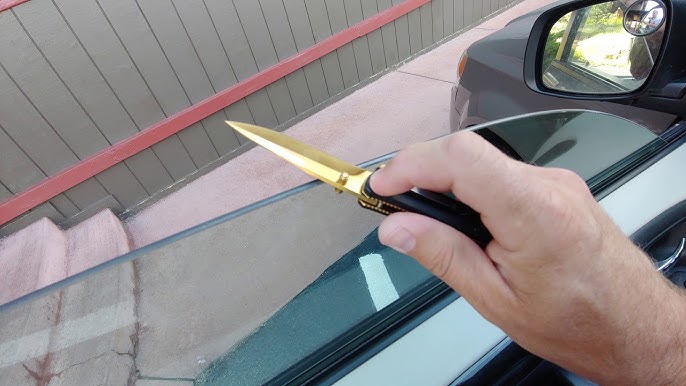 Заточка ножа об автомобильное стекло