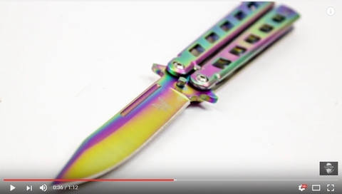 Нож-бабочка (балисонг) Бензин, цвет градиент - видеообзор