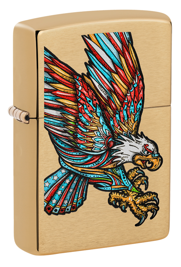 Зажигалка ZIPPO Tattoo Eagle с покрытием Brushed Brass, медь/сталь