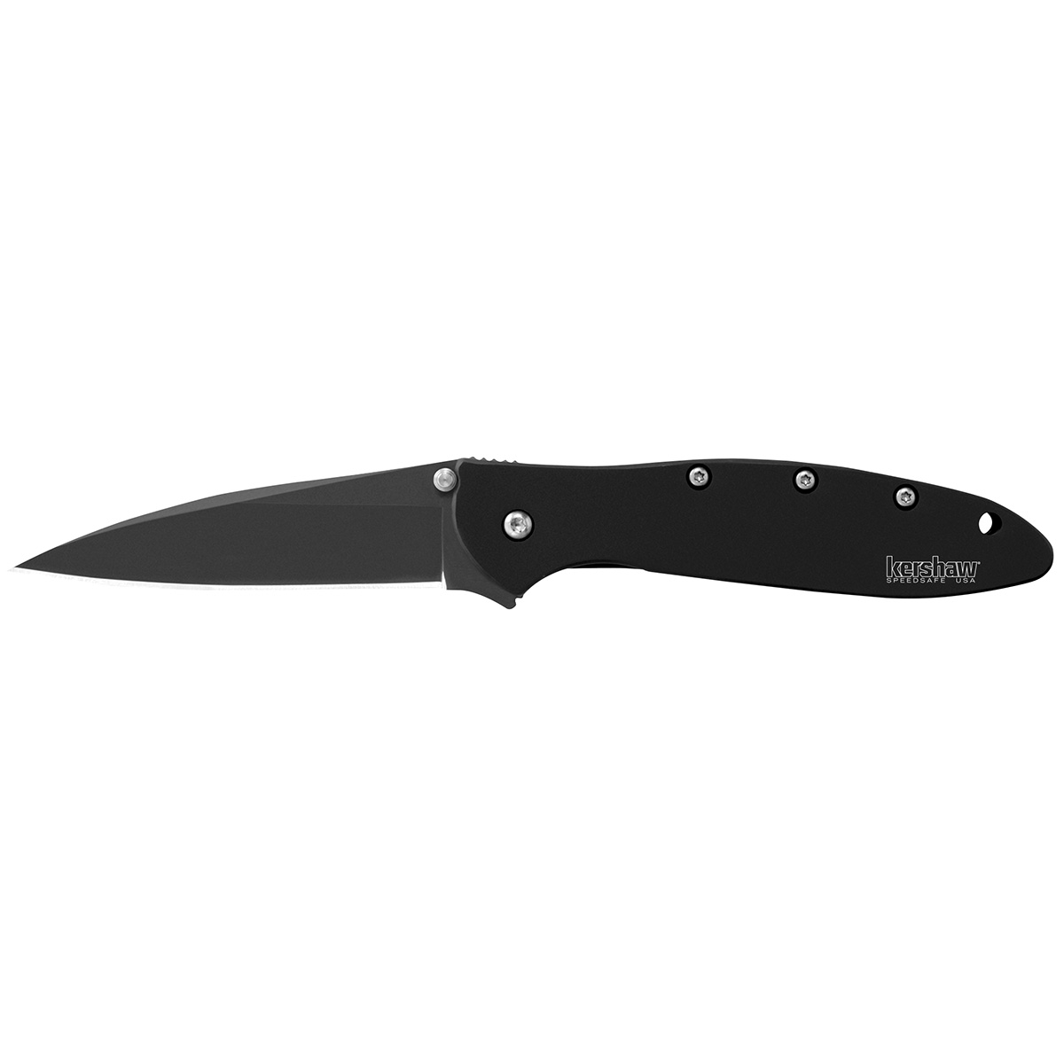 Полуавтоматический складной нож Kershaw Leek 1660CKT, сталь Sandvik™ 14C28N, рукоять нержавеющая сталь 410, чёрный аварийный светодиодный светильник leek