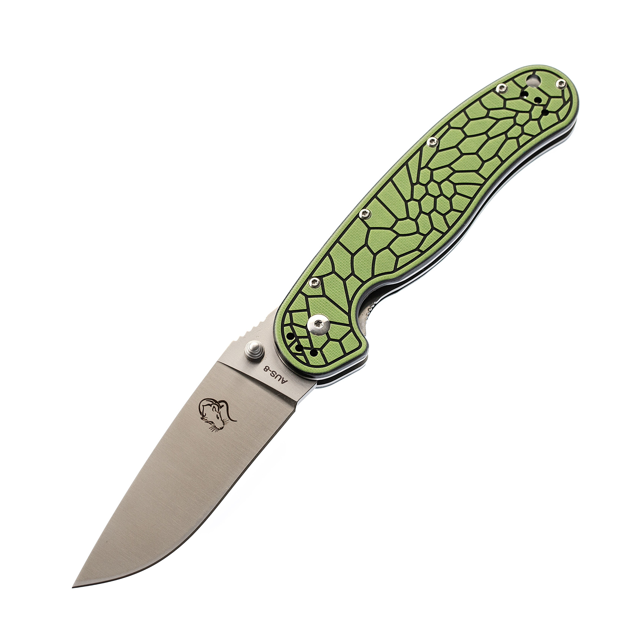 Складной нож Крыса 2, сталь AUS-8, зеленая G10