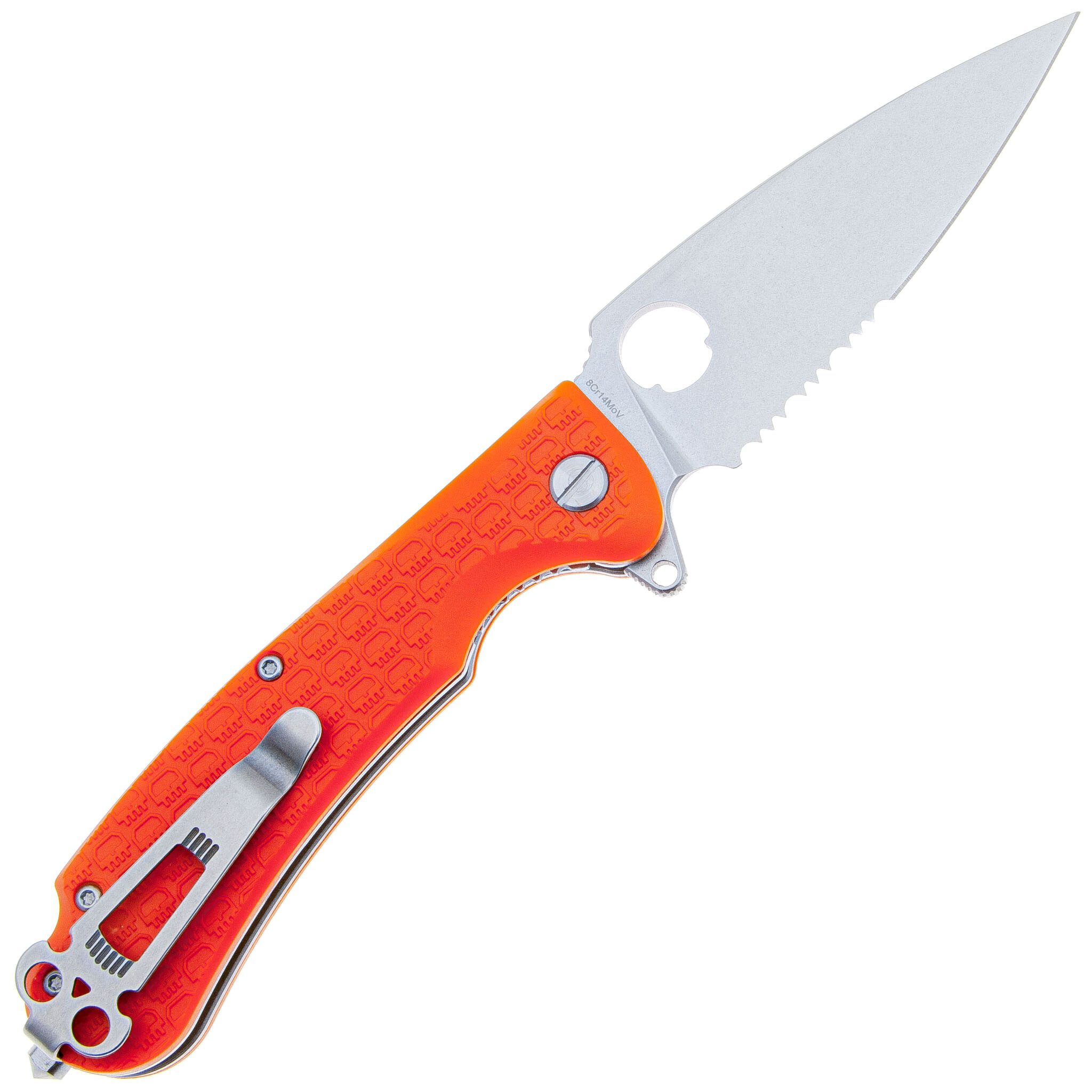 Складной нож Daggerr Resident Orange SW Serrated , сталь 8Cr14MoV, рукоять FRN - фото 2