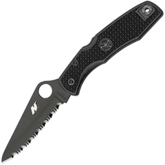 Фото Нож складной Pacific Salt Spyderco 91SBBK, сталь H1 Black Carbonitride Serrated, рукоять термопластик FRN, чёрный