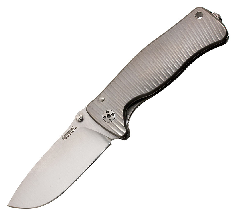 Нож складной LionSteel SR2 G (GREY) Mini, сталь Uddeholm Sleipner® Satin, рукоять титан по технологии Solid®, серый