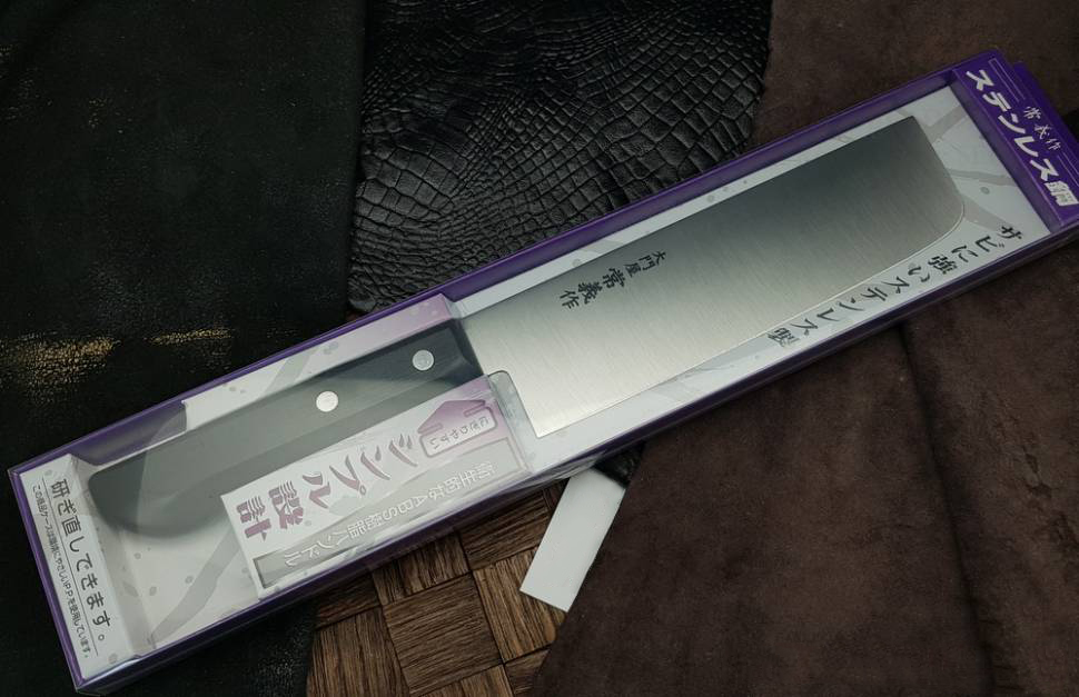 фото Нож кухонный для овощей накири shimomura, сталь молибден-ванадиевая, рукоять abs-пластик