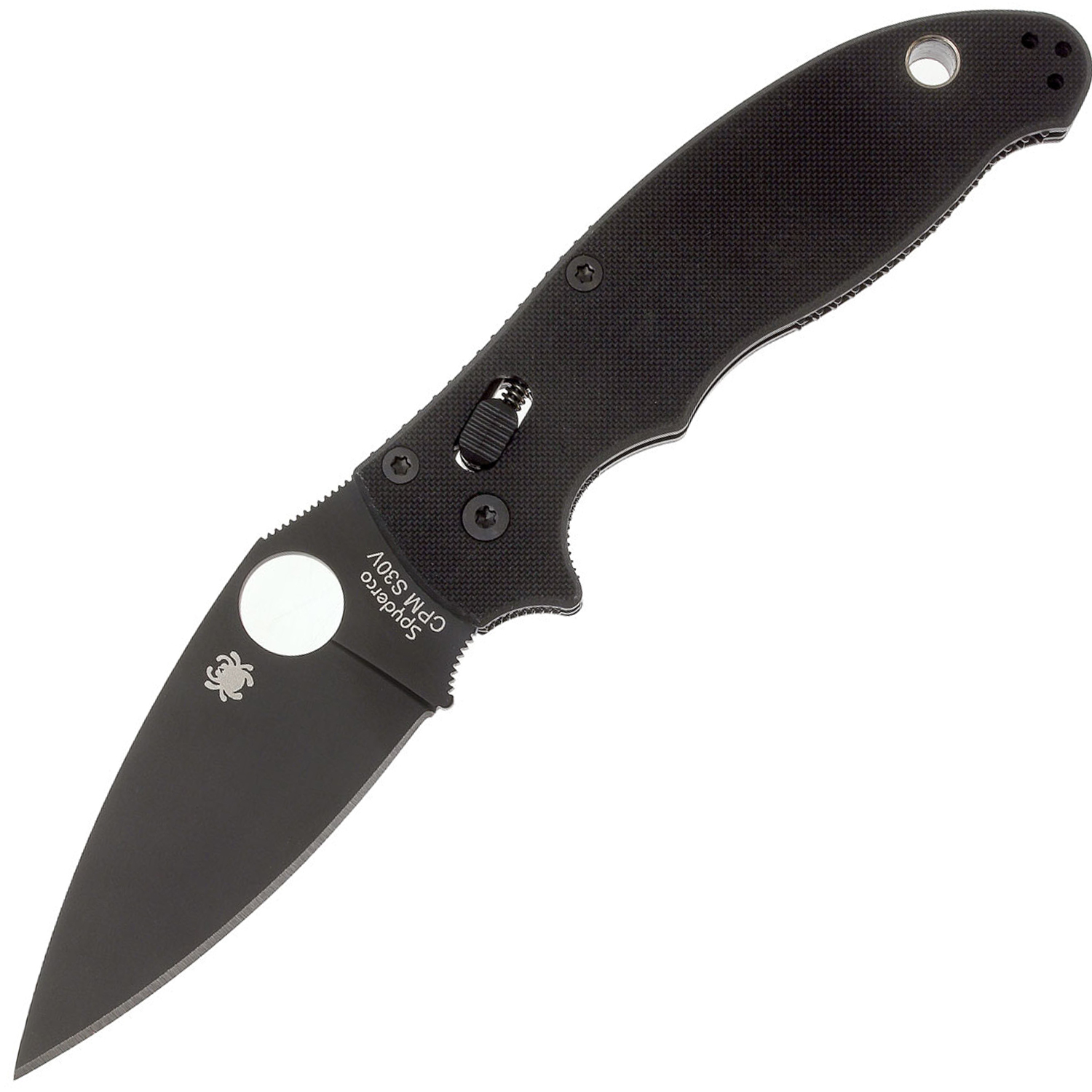 Нож складной Manix 2 Black - Spyderco 101GPBBK2, сталь Crucible CPM® S30V™ Black DLC Plain, рукоять G10, чёрный
