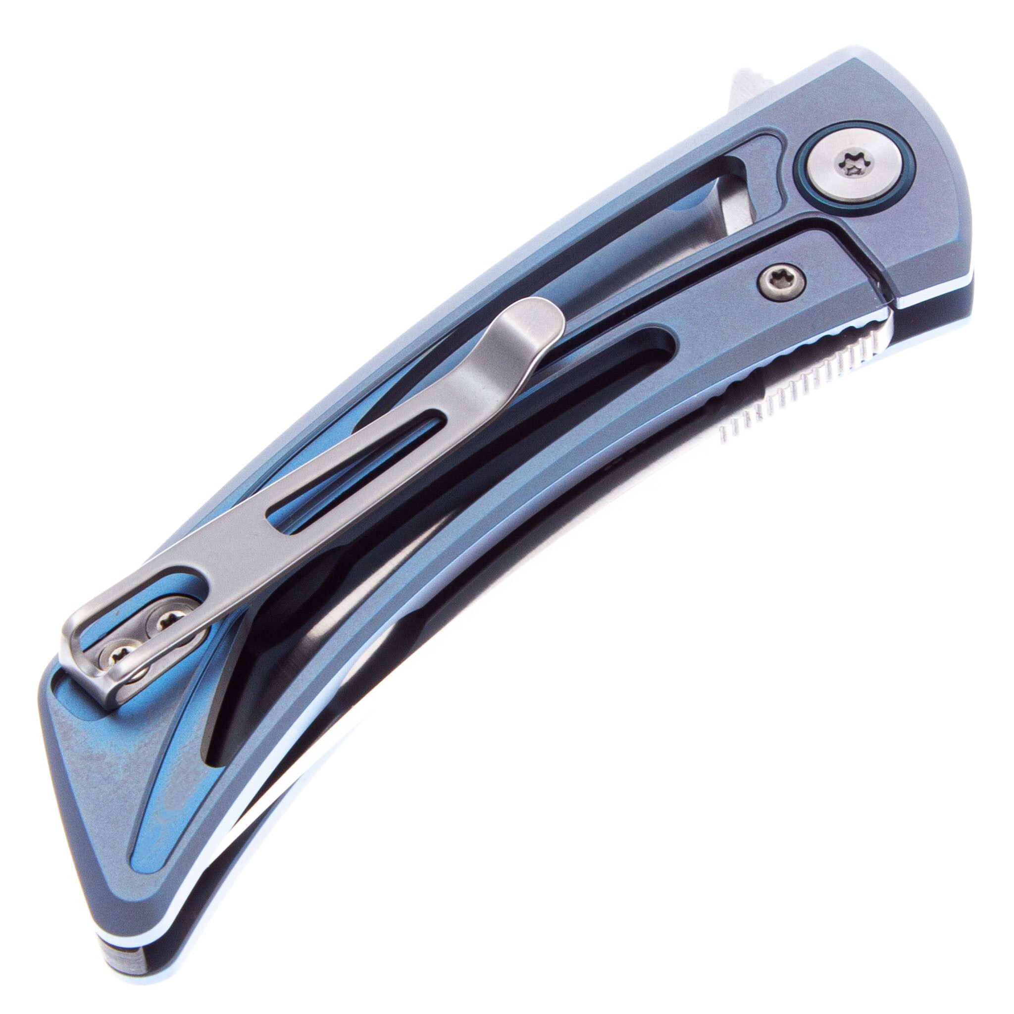 Складной нож SRM Unicorn, сталь 154CM, рукоять титан, синий - фото 4